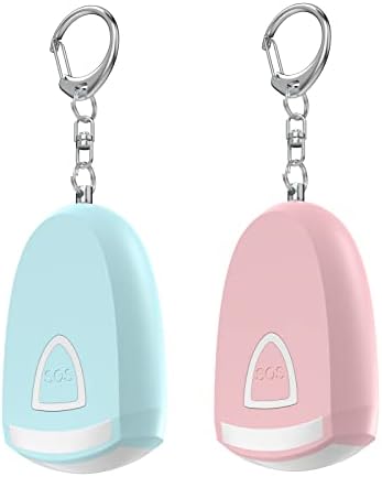 Rechargeable Personal Alarm for Women - Safety Keychain 2 Pack, 130 dB Siren and Strobe Light, for Students, Joggers, Night Workers, Elders, Kids, Women, 4 Pop Color (Aqua&Pink)