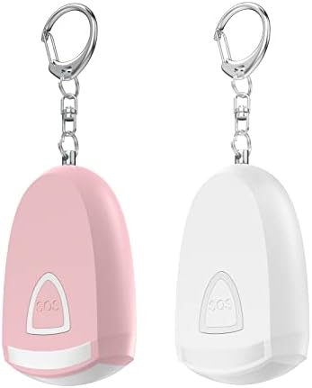 Rechargeable Personal Alarm for Women - Safety Keychain 2 Pack, 130 dB Siren and Strobe Light, for Students, Joggers, Night Workers, Elders, Kids, Women, 4 Pop Color (Aqua&Pink)