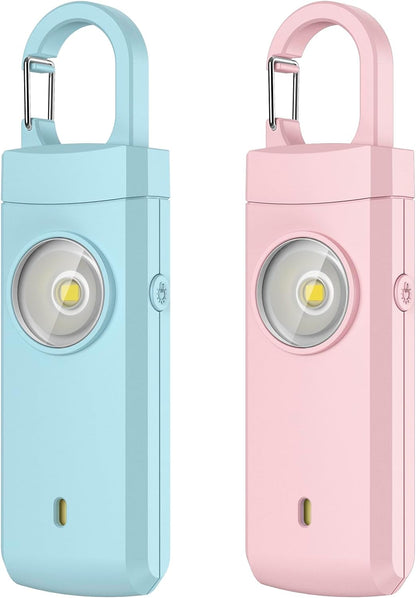 Rechargeable Personal Alarm for Women - 2 Pack Christmas Birthday Gifts for Women, Daughter, College Student, Teen Girl, Night Workers, Elders, Kids, Siren Alarm, USB Charging