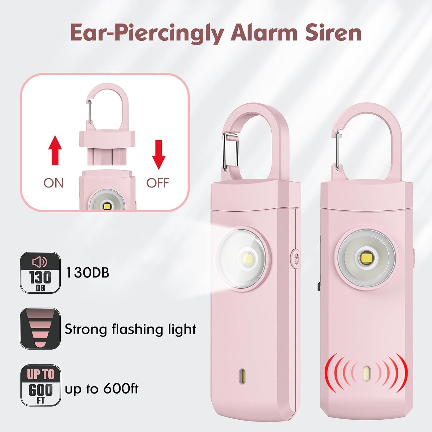 Rechargeable Personal Alarm for Women - 2 Pack Christmas Birthday Gifts for Women, Daughter, College Student, Teen Girl, Night Workers, Elders, Kids, Siren Alarm, USB Charging