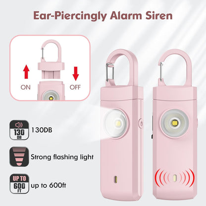 Rechargeable Personal Alarm for Women - 2 Pack Christmas Birthday Gifts for Women, Daughter, College Student, Teen Girl, Night Workers, Elders, Kids, Siren Alarm, USB Charging