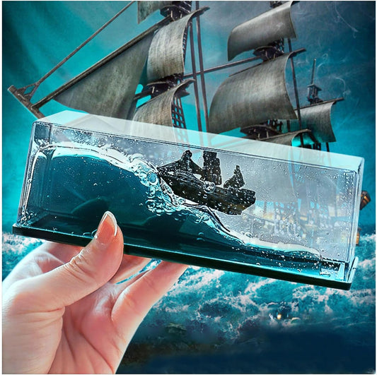 Enthralling Black Pearl Ship in A Bottle - Intricate Pirate Ship Decor - Appealing Cruise Fluid Ship Decoration Ornament - Suitable for a Home Show
