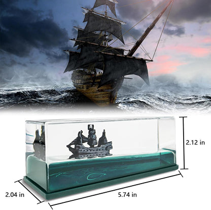 Enthralling Black Pearl Ship in A Bottle - Intricate Pirate Ship Decor - Appealing Cruise Fluid Ship Decoration Ornament - Suitable for a Home Show